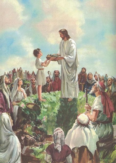 Feeding the 5000 Jesus Feeding The 5000, Feeding The 5000, Jesus Feeds The 5000, Feeding Of The 5000, Jesus Feeds 5000, Secret Of Life, Jesus Christ Painting, Belief In God, Jesus Christ Artwork