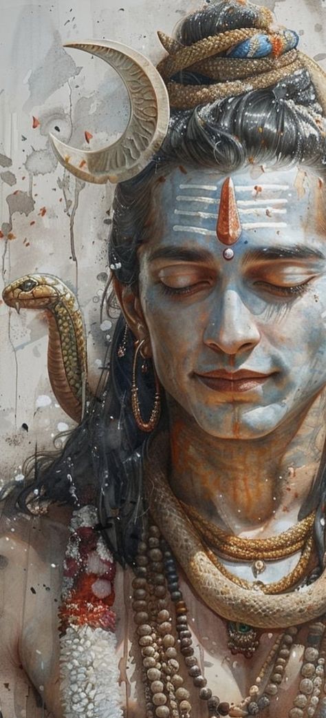 Spiritual Wallpaper Hindu, Mahadev Anime, Shiv Aesthetic Wallpaper, Shiv Wallpaper Aesthetic, Adiyogi Shiva Wallpaper, Shivji Wallpapers, Indian Demon, Shivji Painting, Hinduism Wallpaper