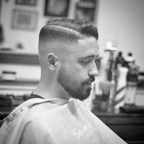 Short Length Hard Part Guys Hair Hard Part Haircut, High And Tight Haircut, Slicked Hair, Girls Short Haircuts, Tapered Haircut, Faded Hair, Corte De Cabelo Masculino, Mens Haircuts Short, Slick Hairstyles