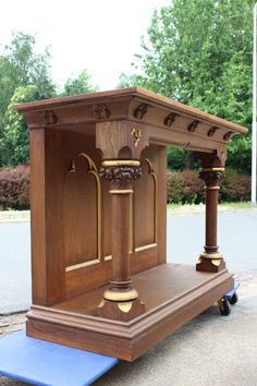 Simple Wooden Temple For Home, Simple Temple Design For Home, Church Altar Design Ideas, Drawing Room Concept, Wooden Temple For Home, Wooden Temple, Church Altar, Altar Design, Room Concept