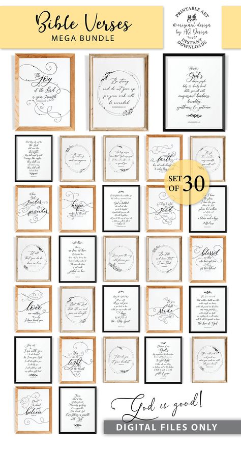 Bible Verse Digital Printable Bundle Set of 30, Christian Wall Art, Religious wall decor, Scripture print, Christian Gifts, INSTANT DOWNLOAD Bible Signs, Posters Christian, Scripture Posters, Christian Scriptures, Business Woman Quotes, Make Business Cards, Holly Wreath, Handmade Stuff, Religious Wall Decor