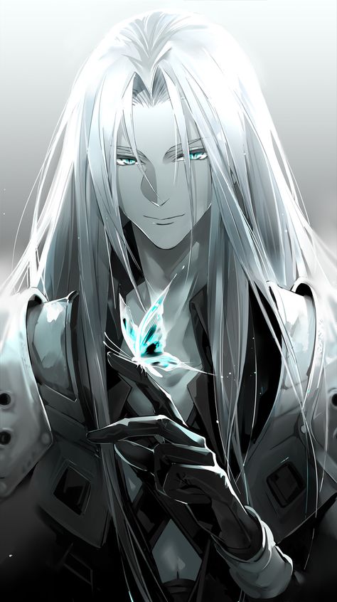 Anime White Hair Boy, White Hair Anime Guy, Anime Boy Long Hair, Final Fantasy Sephiroth, Anime Demon Boy, Final Fantasy Artwork, Love You Very Much, Final Fantasy Vii, Boy Art