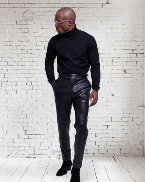 Feel the allure of sophistication with every wear of the Sleek Noir Leather Pants. These trousers blend comfort with urban style, ensuring you stand out with every move. Perfect for any occasion, they are a must-have for the modern man. Ready to redefine your wardrobe? Shop now. #RefinedGentleman #TimelessStyle #FashionForGents #ProfessionalLook #ClassicAndModern #ElegantEnsemble #SophisticatedStyle #MensWardrobe #FashionForwardMen #DapperlyDone #OotdMen #LeatherPants #shopblack Leather Pants Outfit, Pants Outfit Men, Dapper Gentleman, Mens Casual Dress Outfits, Leather Pant, Modern Gentleman, Mens Casual Dress, Men Fashion Casual Outfits, Urban Style