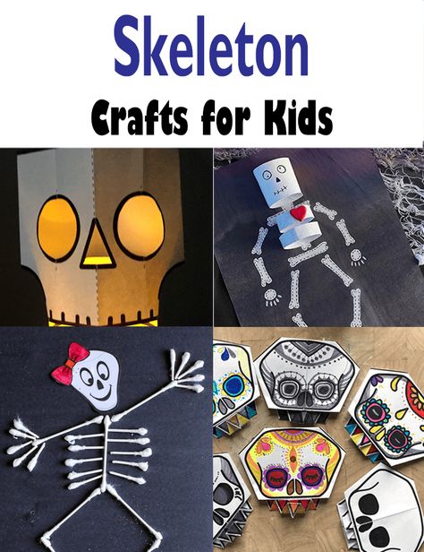 31 Fun Skeleton Crafts for Kids to Make: Easy Halloween - A Crafty Life Skeleton Games For Kids, Skeleton Kids Craft, Qtip Skeleton Craft, Skeleton Crafts For Kids, Skeleton Art Projects, Fun Easy Halloween Crafts, Skeleton For Kids, Skeleton Crafts, Halloween Diy Kids