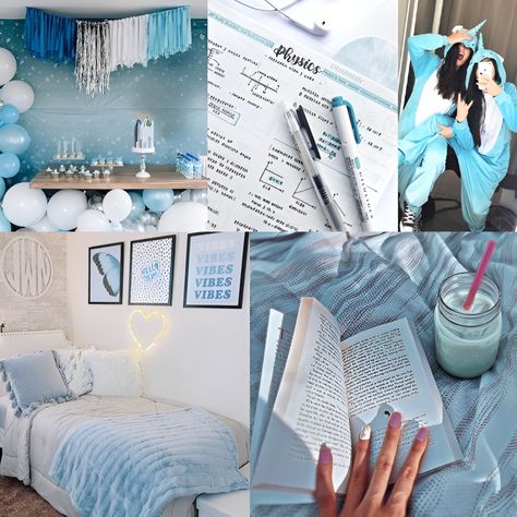 Blue College Moodboard Aesthetic | College Life | College Moodboard | Board cover Dorm Room Snacks, Study Abroad Packing List, Study Abroad Packing, Diy Graduation Decorations Party, College Couples, College Lifestyle, Blue College, Aesthetic College, Friend Graduation