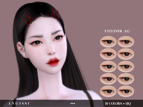 Sims 4 Cc Skin Details Korean, Korean Eyeliner, Sims4 Mod, Korean Eyeshadow, Cc Makeup, Classic Eyeliner, Bts Makeup, Sims 4 Cc Eyes, Cc Sims4