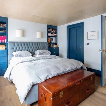 Bedroom With Chimney Breast Ideas And Photos | Houzz Bed On Chimney Breast Wall, Bed Against Chimney Breast, Bedroom Chimney Breast Ideas, Chimney Breast Bedroom, Bedroom With Chimney Breast, Chimney Breast Ideas, Bedroom Chimney Breast, Eclectic Bedroom Design, Timeless Bedroom