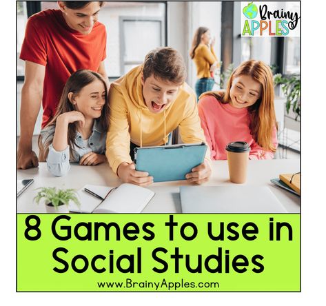 8 Games To Use In The Social Studies Classroom - Brainy Apples Social Studies Games Elementary, Social Studies Games Middle School, Middle School Classroom Games, Classroom Games Elementary, Middle School Us History, Middle School Social Studies Classroom, 8th Grade Social Studies, Social Studies Games, Baking Soda Cleaner