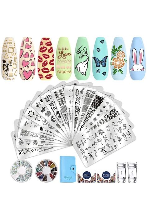 Biutee ChristmasNail Stamp Plate Kit Jelly Silicone Clear Stamper Nail Art Stamping Plate French Tip Template Nail Rhinestone Decoration Scraper Deer Nail Stamp, Curved Nails, Nail Art Stamping, Nail Stamper, Nail Art Stamping Plates, Nail Art Salon, Art Templates, Nail Stamping Plates, Art Template