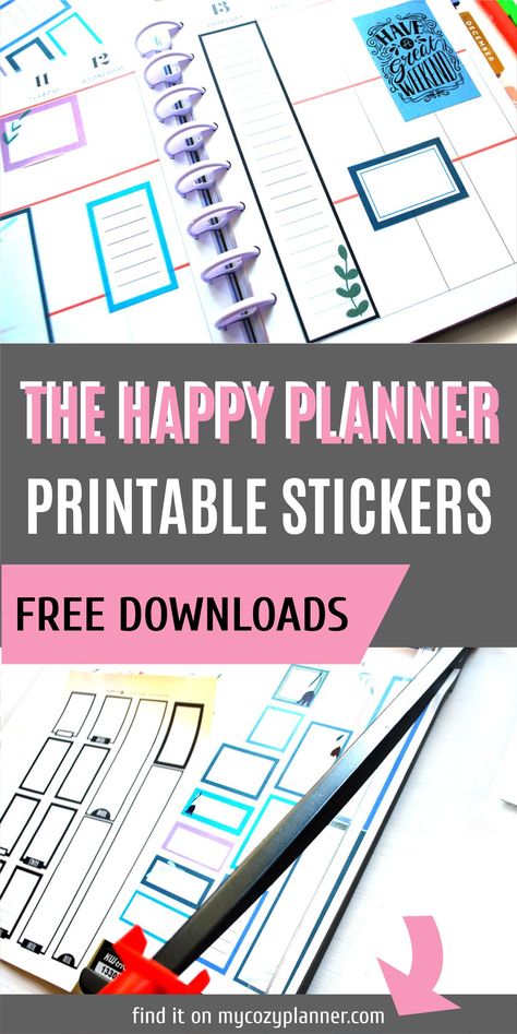 Are you looking for FREE planner stickers for your The Happy Planner, Erin Condren, any other planner or bullet journal? You are at the right place! You can download printable Planner Box stickers right here, on this page. They fit perfectly for MAMBI Classic planner, but many of frames from this sticker sheet can be good for other planners as well. #freePlannerStickers #freePlannerPrintables #FreeDigitalDownloads #DIYPlannerStickers #TheHappyPlanner Happy Planner Free Printable Stickers Boxes, Classic Happy Planner Printables Free, Happy Planner Stickers Free, Happy Planner Free Printable, Free Calendars, Happy Planner Printables, Happy Planners, Planner Diy, Free Printable Planner Stickers