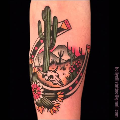 Thank you Candice! @idlehandsf #idlehandsf #horseshoetattoo #cactustattoo #desert Western Sleeve, Desert Tattoo, Western Tattoo, Horse Shoe Tattoo, Cowgirl Tattoos, Cowboy Tattoos, Vintage Tattoo Design, Cactus Tattoo, Traditional Style Tattoo