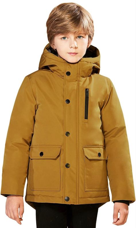 Boys Waterproof Jacket Heavy Hooded Wadded Winter Coat Boys Coats, Kids Winter Jackets, Boys Winter Jackets, Boys Winter Coats, Denim Pinafore, Baby Boy Dress, Big Pockets, Light Rain, Kids Fashion Clothes