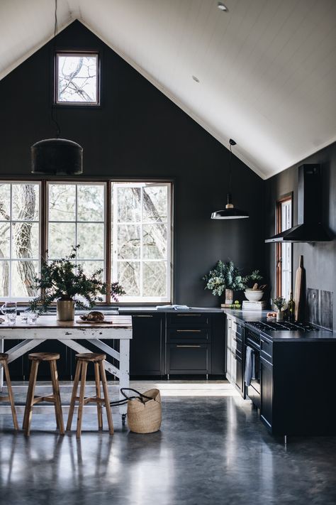 Dark And Moody Interiors, Bbq Shed, Table For 12, Scandinavian Style Home, Green Acres, Modern Barn House, Shepherds Hut, Cool Curtains, Large Dining Table