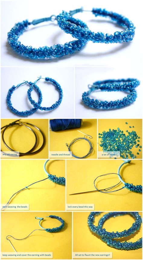 Homemade Jewelry Cleaner, Hoop Earrings Diy, Blue Pearl Earrings, Beaded Earrings Diy, Jewelry Organizer Diy, Easy Diy Jewelry, Earring Tutorial, Homemade Jewelry, Jewelry Making Tutorials