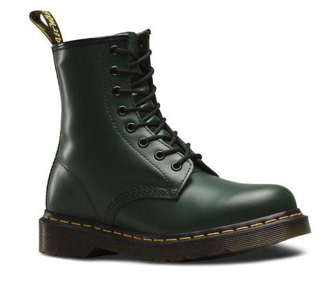 Shop Dr Martens 1460 Smooth Green Online | Official Dr. Martens Store AU Casual Punk, Flexible Shoes, Doc Martens Boots, Wool Shoes, Yellow Boots, Army Boots, Green Boots, Dr Martens Boots, Mens Leather Boots