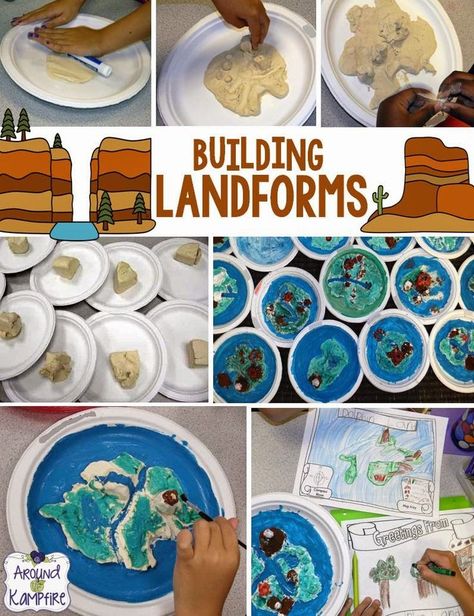 Week 3: Learning About Landforms: Lots of ideas for teaching and writing about landforms. Landforms Activities, Landform Projects, 3rd Grade Social Studies, Geography Activities, Continents And Oceans, 4th Grade Social Studies, Teaching Geography, Homeschool Geography, Homeschool Social Studies