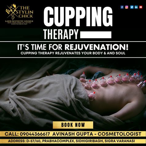 cupping Therapy is an ancient therapeutic practice that originated in traditional Chinese medicine and has since spread worldwide. It involves placing cups on the skin and creating a vacuum by suctioning out the air. As a result, cupping therapy offers a multitude of benefits. : Avinash Gupta - Cosmetologist Call: 09044366617 Location: D-57/60, Prabhcomplex, Sidhigiribagh, Sigra Varanasi : : #thestylinchick #cuppingtherapy #cuppingmassagetherapy #therapycupping Hijama Cupping Therapy Poster, Hijama Cupping Therapy, Benefits Of Cupping, Hijama Cupping, Therapy Poster, Cupping Massage, Cupping Therapy, Naturopathy, Emotional Wellbeing