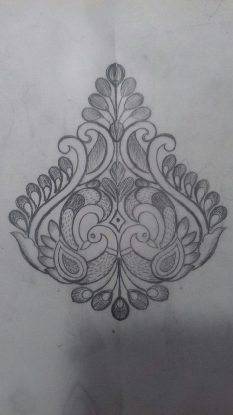 Embroidery Patterns Machine, Traditional Drawings, Peacock Embroidery Designs, Trendy Embroidery, Flourish Design, Ideas Embroidery, Fabric Paint Designs, Flower Drawing Design, Jewellery Design Sketches