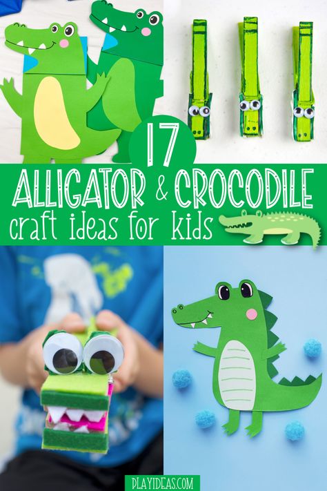 Alligator Crafts For Toddlers, Alligator Preschool Activities, Crocodile Craft Preschool, Alligator Craft Preschool, Alligator Crafts For Kids, Alligator Pumpkin, Crocodile Crafts For Kids, Reptile Crafts For Kids, Crocodile Crafts