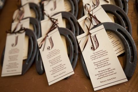 Wedding Send-offs-2 Horseshoe Wedding Favors, Party Favors Ideas, Western Weddings, Wedding Horse, Western Themed Wedding, Favors Ideas, Horse Wedding, Wedding Favor Ideas, Ideas For Wedding Decorations