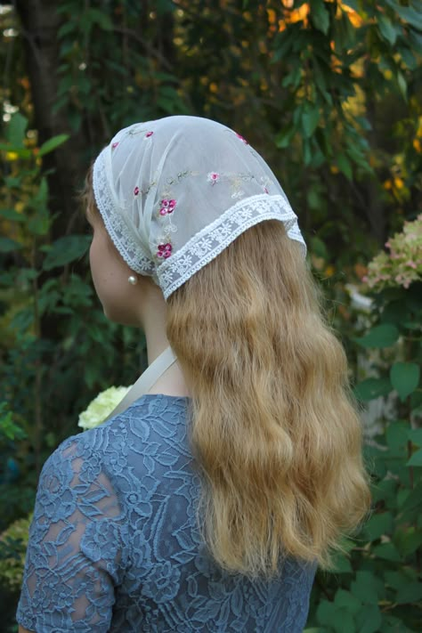 Cottagecore Hat, Christian Veiling, Christian Veils, Christian Head Covering, Catholic Veil, Head Wrap Styles, Chapel Veil, Lace Headband, Head Coverings