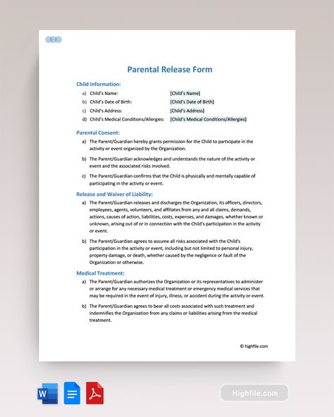 Parental Release Form Parental Consent, Consent Forms, Dance Team, Dance Teams, Event Organization, Medical Conditions, Kid Names, Medical, Conditioner