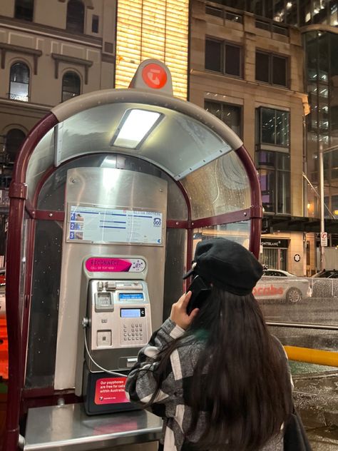 Public Phone Aesthetic, Pay Phone Aesthetic, Landline Phone Aesthetic, Aesthetic Landline Phone, Cute Landline Phone, Phone Booth, Phone Aesthetic, City Outfits, Pay Phone