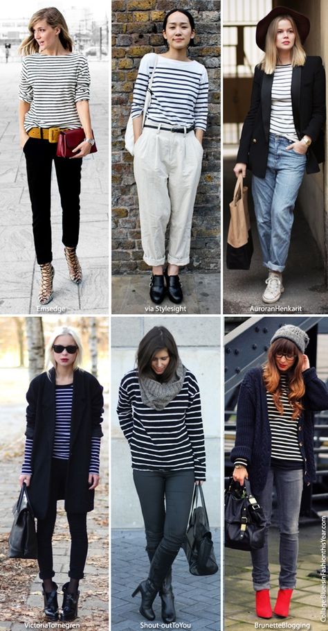 Stripes Striped Tee Shirt Outfit, Striped Tee Outfit, Striped Tshirt Outfits, Fort Art, Stripy Tops, Chanel Style Jacket, Striped Tshirt, Breton Stripes, Striped Shirts