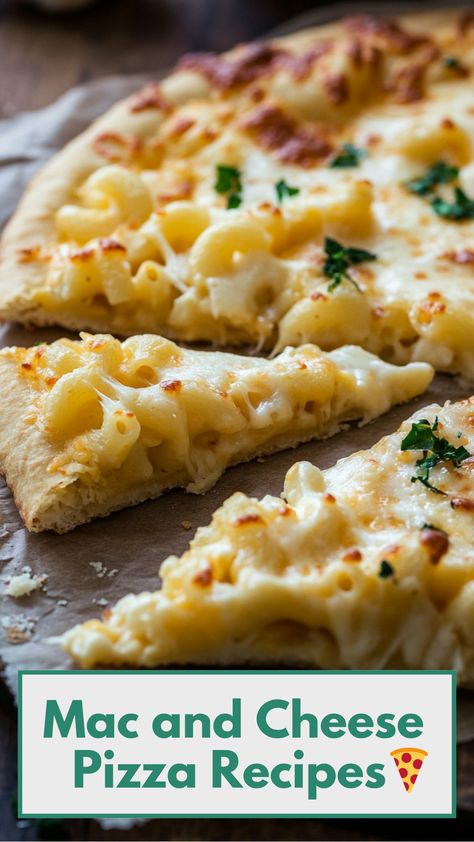 A delicious slice of mac and cheese pizza with a golden, crispy crust, topped with creamy macaroni and melted cheese, perfect for a family dinner or cozy night in. Pizza Macaroni And Cheese, Mac N Cheese Pizza Recipe, Mac And Cheese Recipe Buffalo Chicken, Mac N Cheese Pizza, Pepperoni Pizza Mac And Cheese, Cicis Pizza Mac And Cheese Pizza, Pizza Ranch, Mac And Cheese Pizza, Ultimate Mac And Cheese