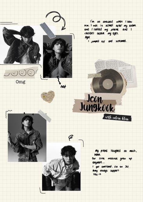 Korean Journal Aesthetic, Jungkook Journal, Calvin Klein Jungkook, Bujo 2023, Boys Korean, Bts Journal, Army Art, Aesthetic Writing, Bullet Journal Ideas Templates