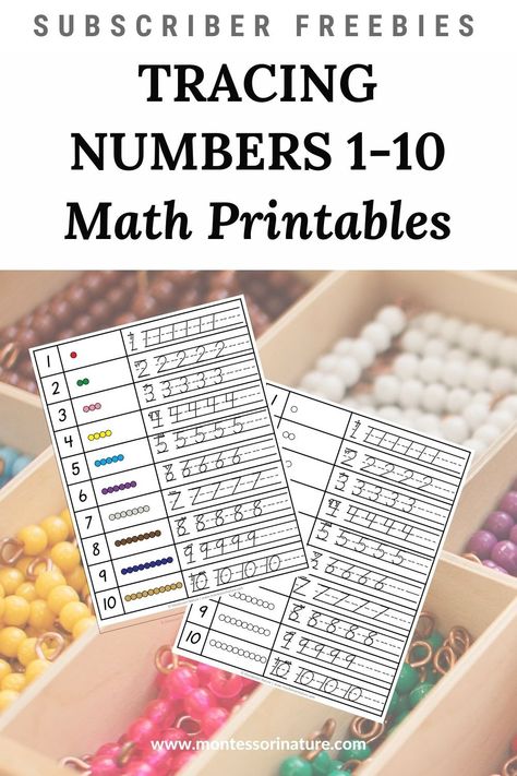 Number Tracing and Number Formation – Free Math Printable - Montessori Nature Montessori Math Printables, Math Kindergarten Worksheets, Montessori Printables Free, Math Montessori, Nature Printables, Homeschool Math Curriculum, Free Educational Printables, Head Teacher, Math Kindergarten