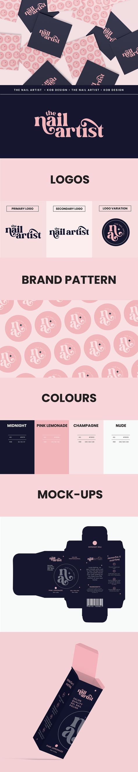 The Nail Artist Brand Identity | KOB Design UK Nail Artist Branding, Artist Brand Identity, Nail Branding, Brand Board Design, Nails Logo, Branding Illustration, Nail Logo, Artist Branding, Artist Logo