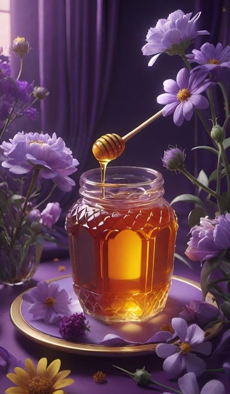 Honey Pictures, Honey Aesthetic, Fruit Picture, Lavender Aesthetic, Aesthetic Purple, Witchy Wallpaper, Fractal Patterns, Honey Bunny, Digital Graphics