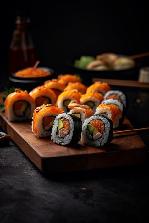 Sushi Store, Sushi Menu, Food Art Photography, Moroccan Food, Sushi Recipes, Kawaii Food, Best Appetizers, Chinese Food, Photography Products