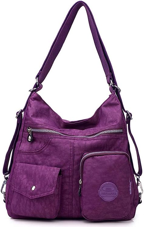 Waterproof Crossbody Bag, Purse For Women, Hobo Purse, Handbags Women, Convertible Backpack, Leather Hobo Bag, Purple Bags, Girl Backpacks, Hobo Handbags