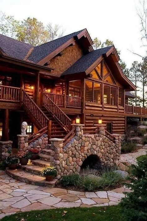 Lodge Interior Design, Lodge Homes, Log Houses, Log Cabin Ideas, Log Home Decorating, Casa Country, Rustic Homes, Dream Cabin, Cabin Home