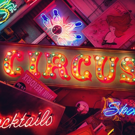 Come one! Come all! The circus has arrived! The most splendid show ever! Circus Moodboard, Neon Circus, Nail Contest, Circus Ideas, Circus Signs, Popcorn Stand, Neon Typography, Carnival Magic, Circus Aesthetic