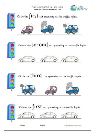 Transportation Worksheet, Kids Worksheet, Ordinal Numbers, Maths Worksheets, Kids Math, Traffic Lights, Kids Math Worksheets, Ordering Numbers, Number Worksheets