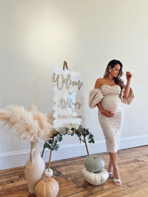 Cream off the shoulder midi dress / bridal / baby shower Sparkly Maternity Dress, Neutral Baby Shower Dress, Godh Bharai Outfit Indian, Outfit Baby Shower Mama, Babyshower Dress, Vestidos Para Baby Shower, Off Shoulder Puff Sleeve, Casual Maternity Outfits, Maternity Dresses For Baby Shower