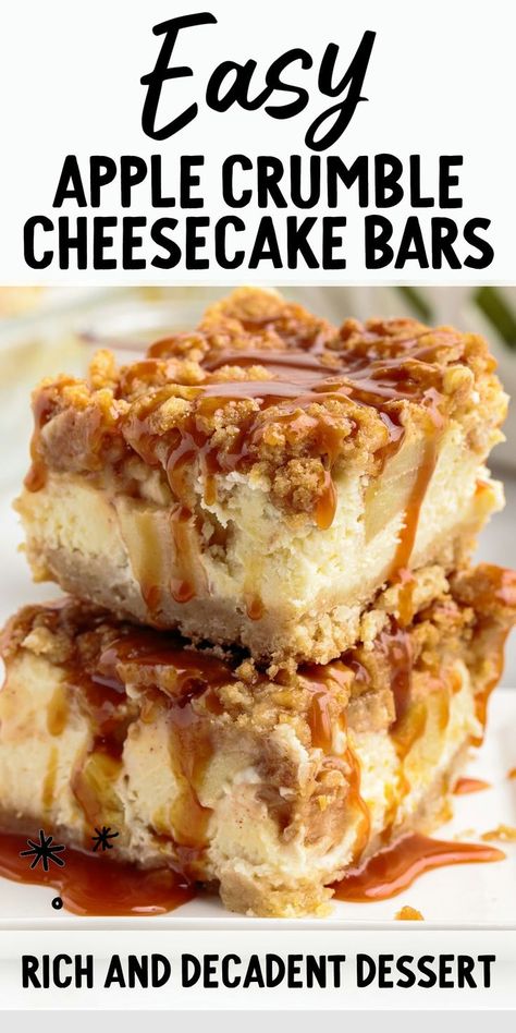 Apple Cheesecake Bars Apple Strudel Cheesecake Bars, Apple Crumb Cheesecake Bars, Apple Crumble Dessert Recipes, Homemade Apple Filling, Carmel Apple Crisp Cheesecake Recipe, Apple Cheesecake Crumble, Desserts Made With Apple Pie Filling, Apple Squares Recipe Cake Bars, Apple Pie Blondie Bars