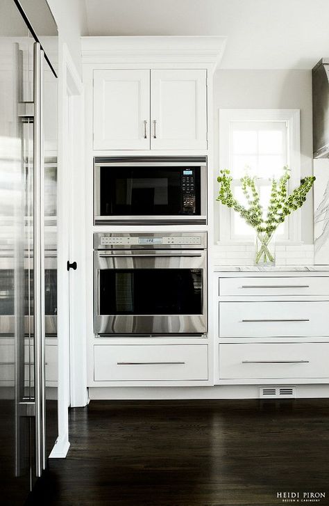 Kids are off to College? Get Busy with a Kitchen Remodel! Wall Oven Kitchen, Wall Oven Microwave, Microwave In Kitchen, Kitchen Cabinets Makeover, Classic Kitchen, White Kitchen Design, Cabinet Makeover, Black Kitchen, Makeover Ideas