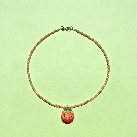 Curated by giulia.marangon. Nice to meet you MonCherry tomato 🍅🍅🍅 INSPIRATION -  the necklace counter part to the Cherry tomato Earrings! COMPOSITION - hand woven with glass Japanese beads, tangerine colored micro freshwater pearls DIMENSIONS - pentdant hangs ~1 in long, 1.0 in wide, ~15in long* *necklace extender is available upon request! Pleas. Colorful,Handcrafted,Statement piece,Cherry tomato,DreamSong Handmade Orange Beaded Pendant Necklace, Orange Beaded Necklaces With Dangling Beads For Gift, Handmade Apricot Jewelry With Round Beads, Handmade Apricot Round Bead Jewelry, Peach Beaded Necklaces With Round Beads As Gift, Tomato Necklace, Tomato Earrings, Dream Song, Tangerine Color