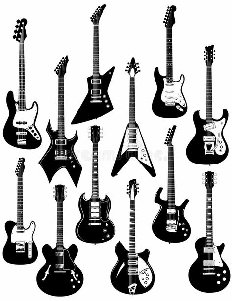 Instrument Background, Electric Guitar Art, Guitar Sketch, Guitar Illustration, Guitar Drawing, Black Electric Guitar, Guitar Posters, Electric Guitar Design, Guitar Tattoo