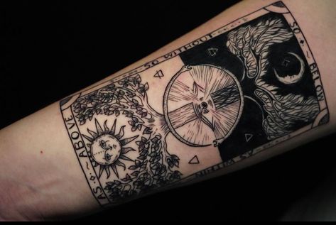 Kathalu Tattoo, Under Your Spell Tattoo, Alchemy Tattoo Sleeve, Order And Chaos Tattoo, As Within So Without Tattoo, Hermetic Tattoo, Duality Aesthetic, Lovecraftian Tattoo, Metaphysical Tattoos