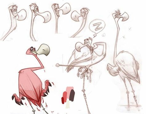 Jason Kraft Flamingo Logo, Bird Character, Character Design Animals, Animal Character Design, Drawing Animals, Character Design Sketches, Animal Character, Character Design Animation, Animal Sketches