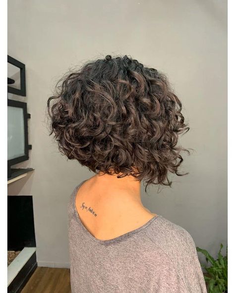 Ricce e riccissime: tante idee per scegliere il taglio perfetto per voi! - CapelliStyle Long Shag Thick Wavy Hair, Thick Short Curly Haircuts, Angled Bob Short Stacked Curly Hairstyles, Short Curly Professional Hairstyles, Inverted Bob For Thick Wavy Hair, Women’s Short Hairstyles 2023, Short Curly Hairstyles For Plus Size Women, Inverted Bob Curly Hair Short, Bob Length Curly Hair