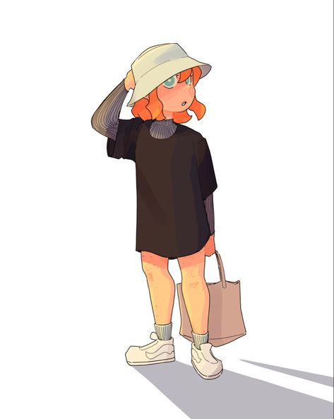 How To Draw A Bucket Hat, Summer Hat Drawing, Floppy Hat Drawing, Bucket Hat Drawing Reference, Bucket Hat Reference, Backwards Hat Drawing, Bucket Hat Sketch, Holding Hat Pose Drawing, Bucket Hat Character