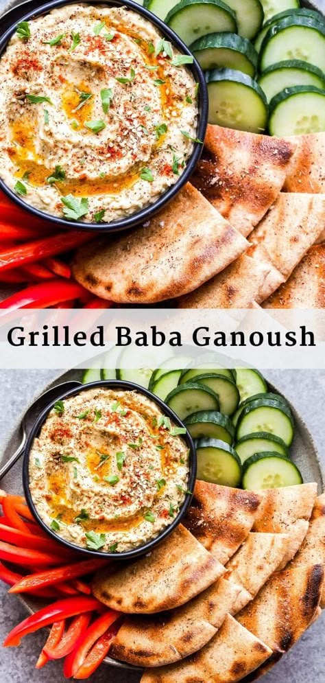 Best Baba Ganoush Recipe, Easy Baba Ganoush Recipe, Eggplant Vegan, Eggplant Appetizer, Babaganoush Recipe, Vegan Eggplant, Greek Lemon Chicken, Baba Ganoush, Grilled Eggplant