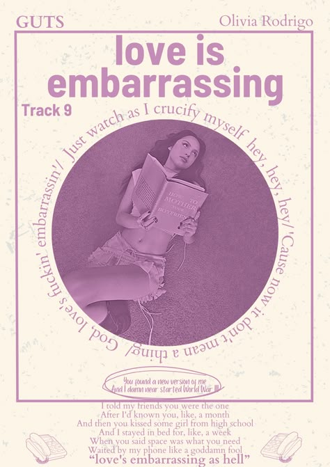 Love is embarrassing ♡ poster ♡ Olivia Rodrigo ♡ gust ♡ music poster Love Is Embarrassing Aesthetic, Room Posters Olivia Rodrigo, Poster Prints Olivia Rodrigo, Olivia Rodrigo Love Is Embarrassing, Olivia Rodrigo Poster Vintage Guts, Olivia Rodrigo Posters For Room, Love Is Embarrassing, Guts Olivia Rodrigo Poster, Olivia Rodrigo Poster Aesthetic