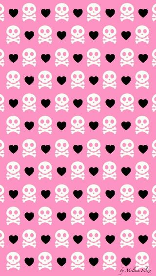 Pink skulls + hearts Pink Skull Wallpaper, Kawaii Pattern, Sublimation Backgrounds, Pink Goth, Goth Wallpaper, Catty Noir, Cocoppa Wallpaper, Emo Wallpaper, Iphone Wallpaper Pattern